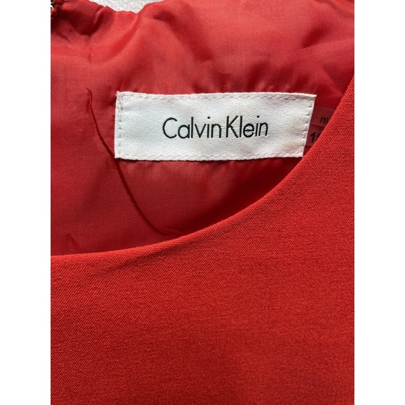 Calvin Klein Dress Womens 10 Red Sleeveless Sheath Grommet Stud Detail Lined - Picture 2 of 8